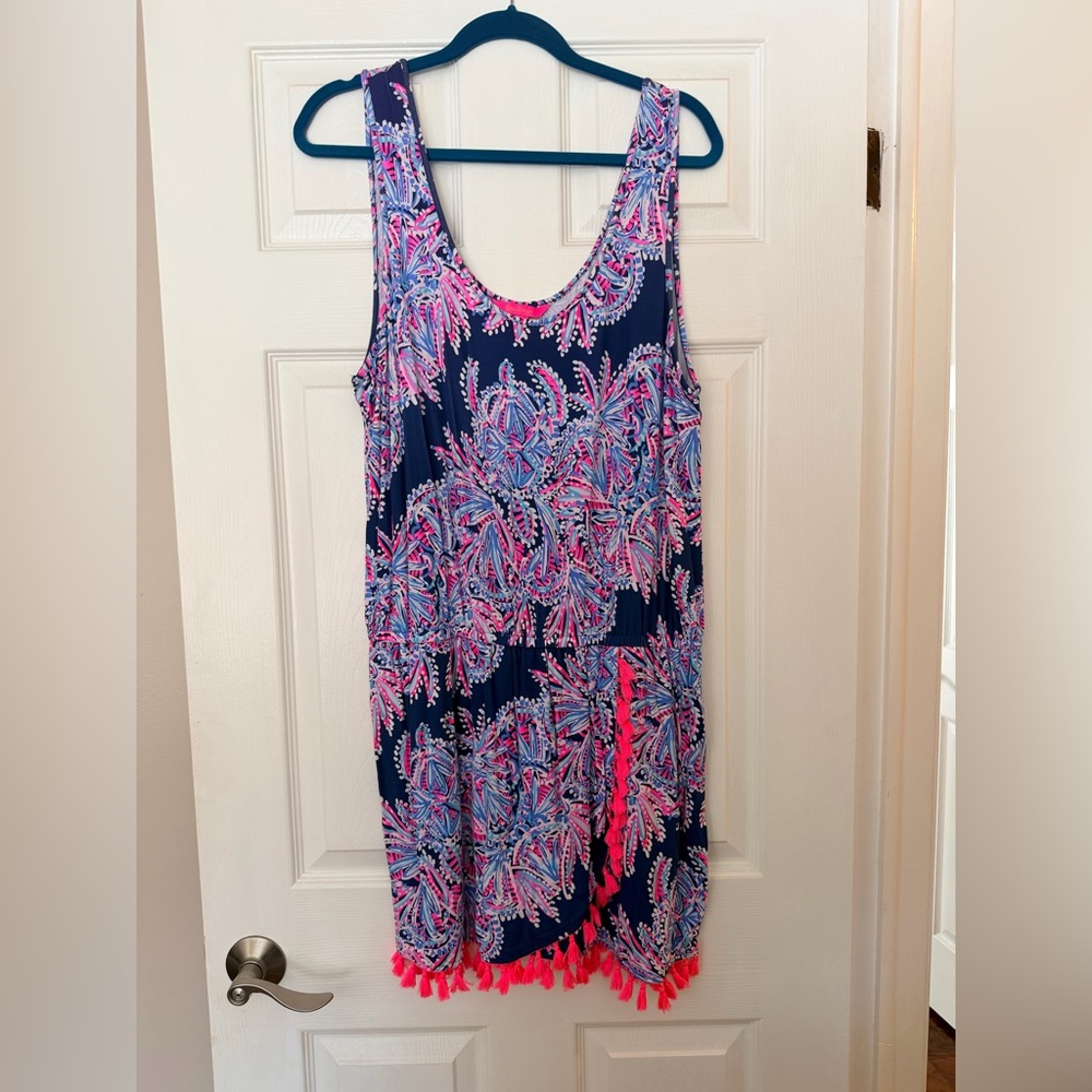 Lilly Pulitzer Jarrett Romper Skort Oyster Bay Blue XL